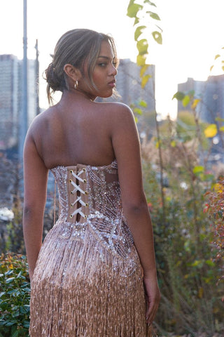 Ethereal Fringe Corset Dress