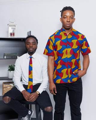 Mens African Print Wedding Tie And Pocket Square