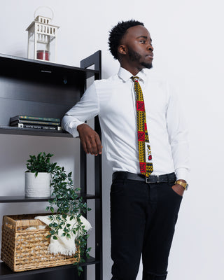 Mens African Print Wedding Tie And Pocket Square