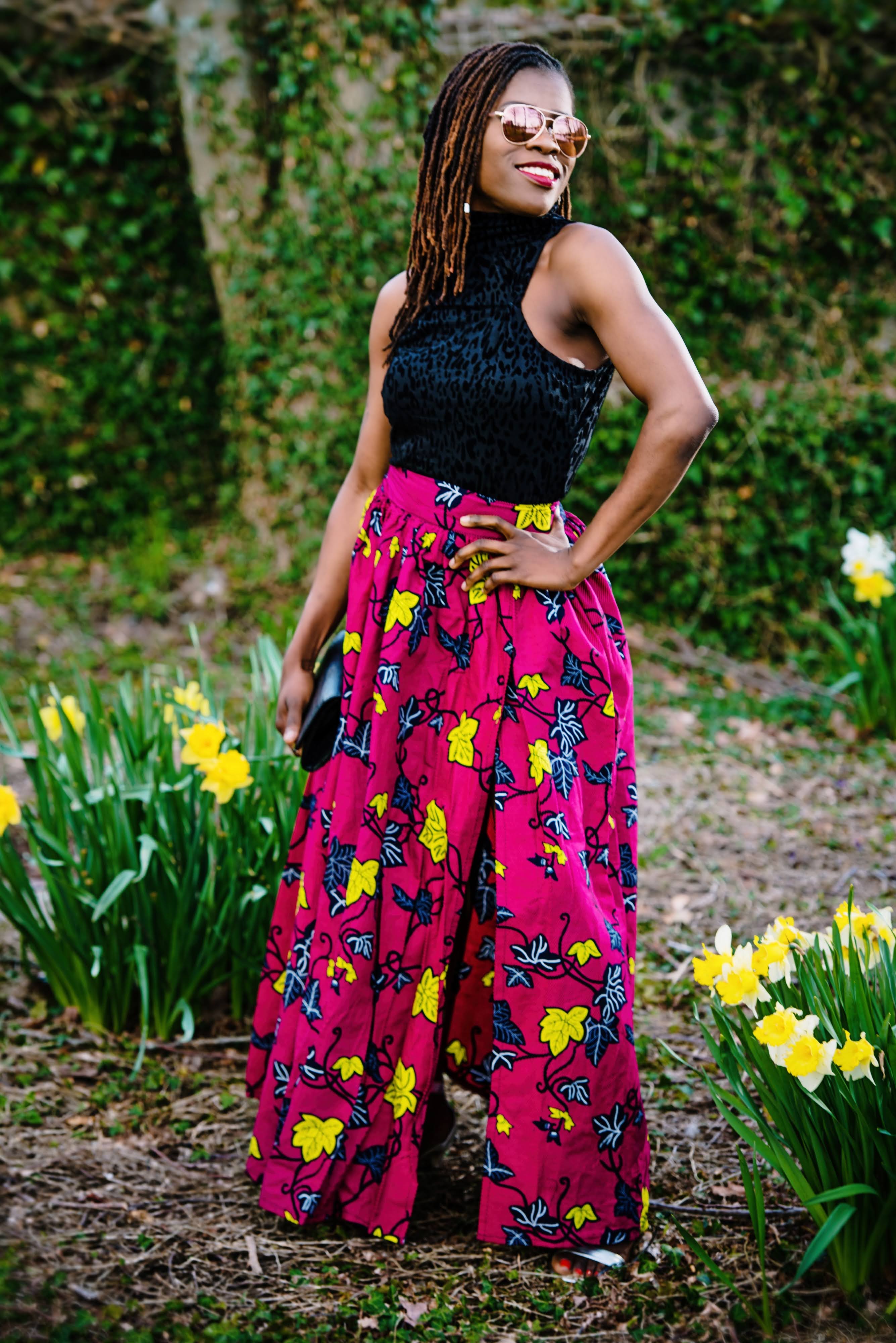 African print skirt maxi skirt Mid Length Skirt Knee Length